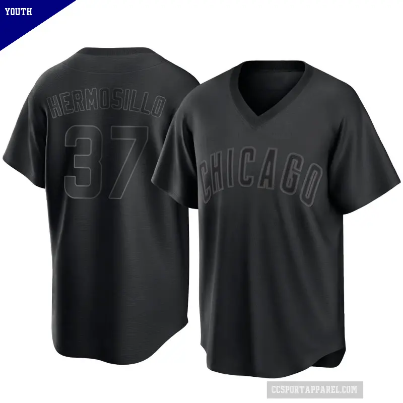 Youth No.37 Michael Hermosillo Chicago Cubs Black Replica Pitch Fashion Jersey